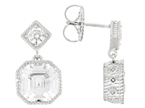 Judith Ripka White Cubic Zirconia Rhodium Over Sterling Silver Haute Dangle Earrings 14.35ctw