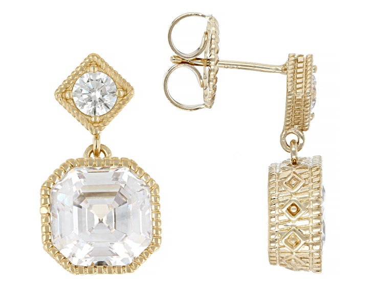 Judith Ripka White Cubic Zirconia 14k Gold Clad Earrings