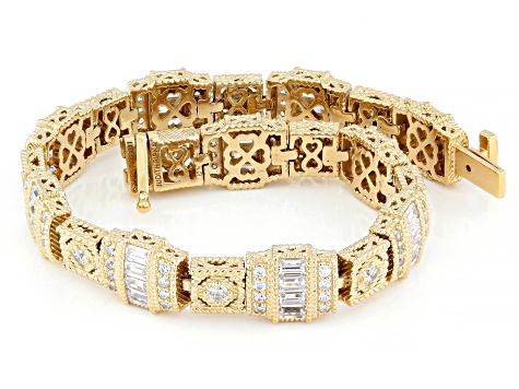 Judith Ripka White Cubic Zirconia 14k Gold Clad Estate Bracelet 9.80ctw