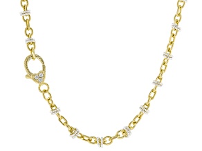 Judith Ripka White Cubic Zirconia Rhodium and 14k Gold Clad Verona Harmony Necklace 0.08ctw