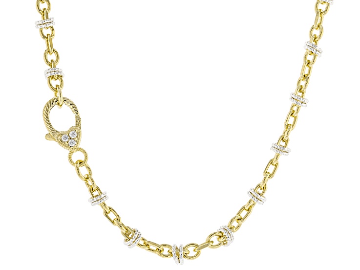 Judith Ripka White Cubic Zirconia Rhodium and 14k Gold Clad Verona