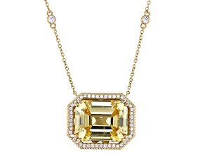 Judith Ripka Canary Cubic Zirconia 14k Gold Clad Princess Necklace 37.67ctw