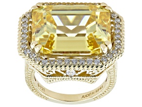 Judith Ripka Canary Cubic Zirconia 14k Gold Clad Princess Ring 35.49ctw