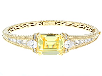 Picture of Judith Ripka Canary Cubic Zirconia 14k Gold Clad Princess Bangle 40.50ctw