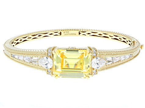 Judith Ripka Canary Cubic Zirconia 14k Gold Clad Princess Bangle