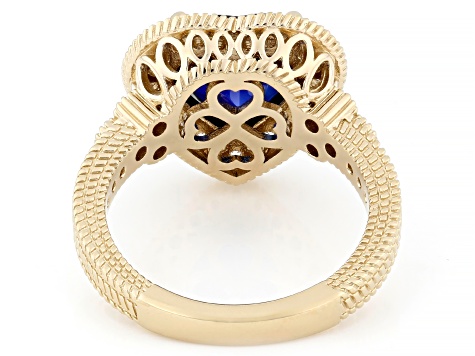 Judith Ripka Blue Lab Created Sapphire 14k Yellow Gold Clad Amour