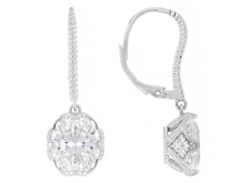 Picture of Judith Ripka White Cubic Zirconia Rhodium Over Sterling Silver Haute Earrings 9.12ctw