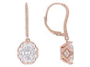 Judith Ripka White Cubic Zirconia 14k Rose Gold Clad Haute Earrings 9.12ctw