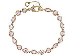 Judith Ripka Pink Cubic Zirconia 14k Gold Clad Haute Bracelet 13.61ctw