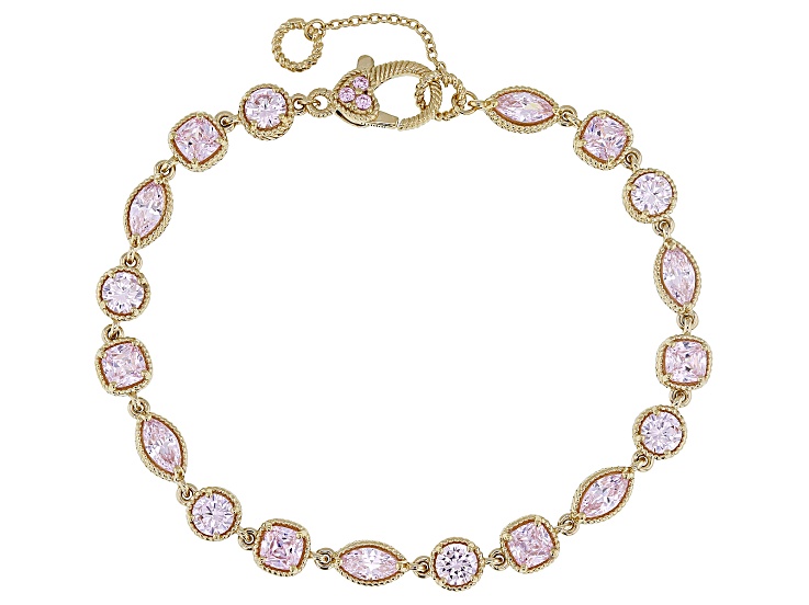 Judith Ripka Pink Cubic Zirconia 14k Gold Clad Haute Bracelet