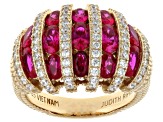 Judith Ripka Red Lab Created Ruby 14k Gold Clad Rapture Ring 4.95ctw