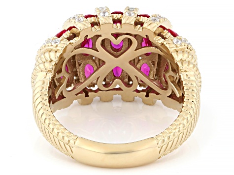 Judith Ripka Red Lab Created Ruby 14k Gold Clad Rapture Ring 4.95ctw