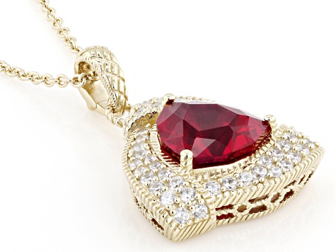 Judith Ripka Red Lab Created Ruby 14k Gold Clad Celebration