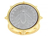 Judith Ripka 14k Gold Clad Verona Genuine Lira Bee Coin Ring