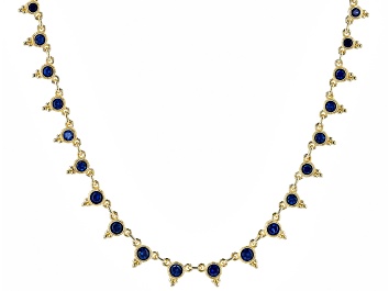 Picture of Judith Ripka Blue Lab Created Sapphire 14k Gold Clad Dew Drop Necklace 4.63ctw