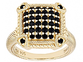 Judith Ripka Black Spinel 14k Gold Clad Lola Ring 0.64ctw