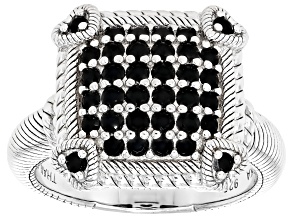 Judith Ripka Black Spinel Rhodium Over Sterling Silver Lola Ring 0.64ctw