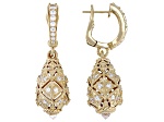 Judith Ripka Cubic Zirconia with Rock Crystal Quartz 14k Gold Clad Estate Egg Earrings 1.58ctw
