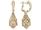 Judith Ripka Cubic Zirconia with Rock Crystal Quartz 14k Gold Clad Estate Egg Earrings 1.58ctw