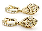 Judith Ripka Cubic Zirconia with Rock Crystal Quartz 14k Gold Clad Estate Egg Earrings 1.58ctw