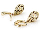 Judith Ripka Cubic Zirconia with Rock Crystal Quartz 14k Gold Clad Estate Egg Earrings 1.58ctw
