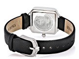 Judith Ripka Mother-Of-Pearl Silver-Tone Black Saffiano Leather Strap Alexandra Watch 0.19ctw
