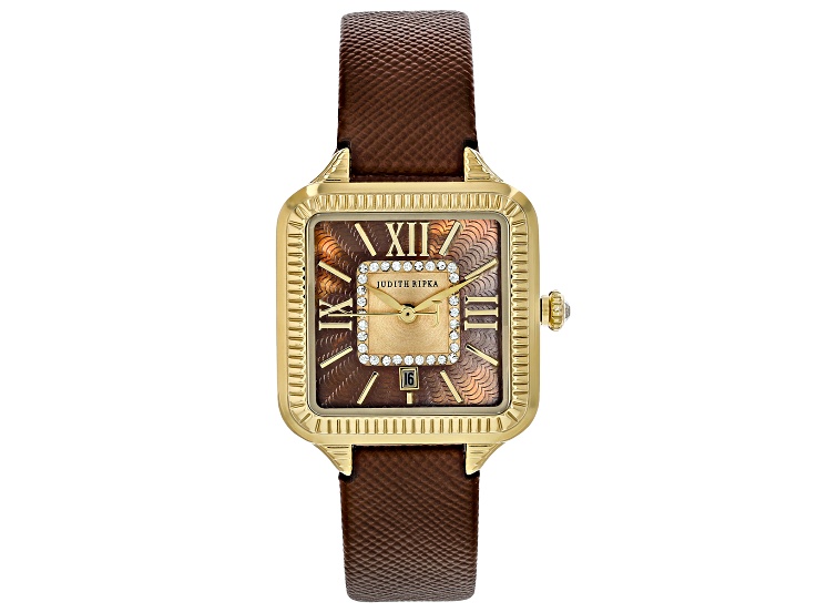 Judith Ripka Mother-Of-Pearl Gold-Tone Brown Saffiano  display picture 2