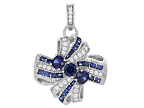 Judith Ripka Blue Lab Created Sapphire Rhodium Over Sterling Silver Celebration Enhancer 3.27ctw