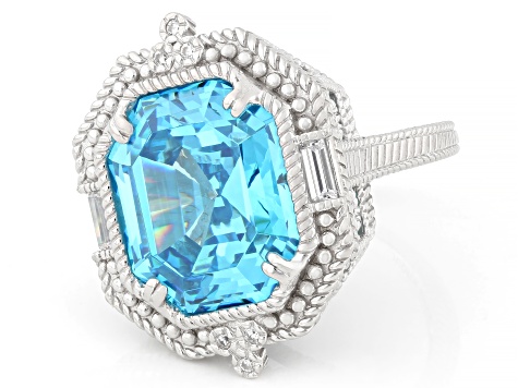 Judith Ripka Blue Cubic Zirconia Rhodium Over Sterling Silver