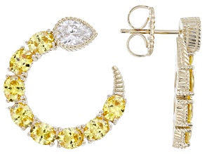 Judith Ripka Canary Cubic Zirconia 14k Gold Clad Haute Earrings 11.18ctw