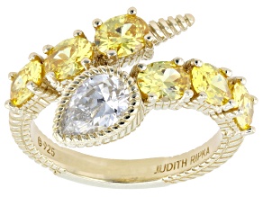 Judith Ripka Canary Cubic Zirconia 14k Gold Clad Haute Ring 4.49ctw