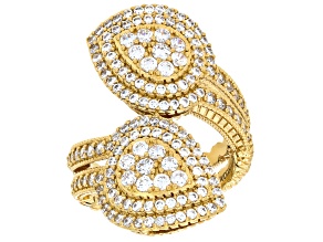 Judith Ripka White Cubic Zirconia 14k Gold Clad Haute Ring 3.30ctw