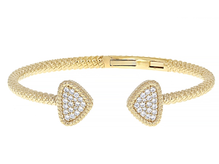 Judith Ripka White Cubic Zirconia 14k Gold Clad Haute Bangle 1.13ctw