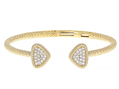 Judith Ripka White Cubic Zirconia 14k Gold Clad Haute Bangle 1.13ctw