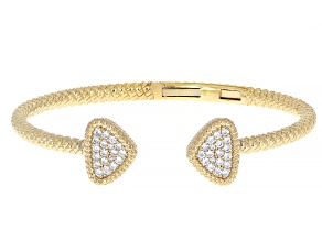 Judith Ripka White Cubic Zirconia 14k Gold Clad Haute Bangle 1.13ctw