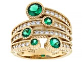 Judith Ripka Green Emerald Simulant 14k Gold Clad Rapture Ring 2.85ctw