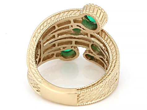 Judith Ripka Green Emerald Simulant 14k Gold Clad Rapture Ring 2.85ctw
