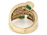 Judith Ripka Green Emerald Simulant 14k Gold Clad Rapture Ring 2.85ctw