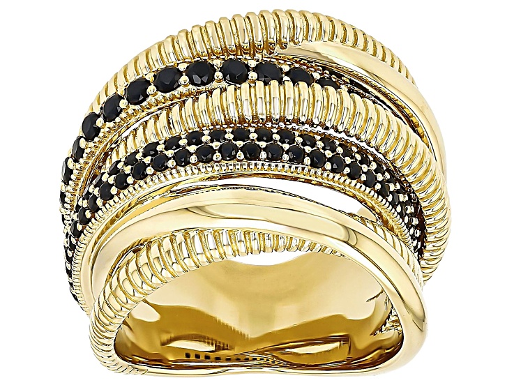 Judith Ripka Black Spinel 14k Gold Clad Jubilee 7 Band Highway