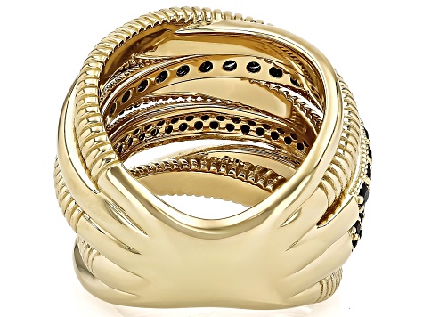 Judith Ripka Black Spinel 14k Gold Clad Jubilee 7 Band Highway
