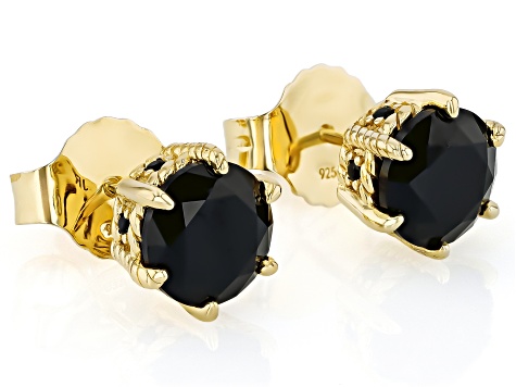 Judith Ripka Haute Collection Black Spinel 14k Gold Clad Earrings 3.67ctw