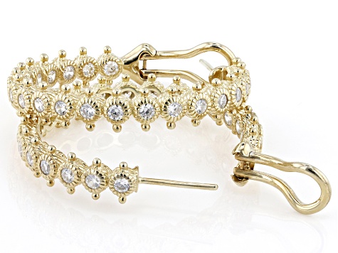 Judith Ripka White Cubic Zirconia 14k Gold Clad Haute Earrings 2.23ctw