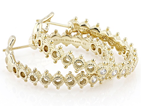 Judith Ripka White Cubic Zirconia 14k Gold Clad Haute Earrings 2.23ctw