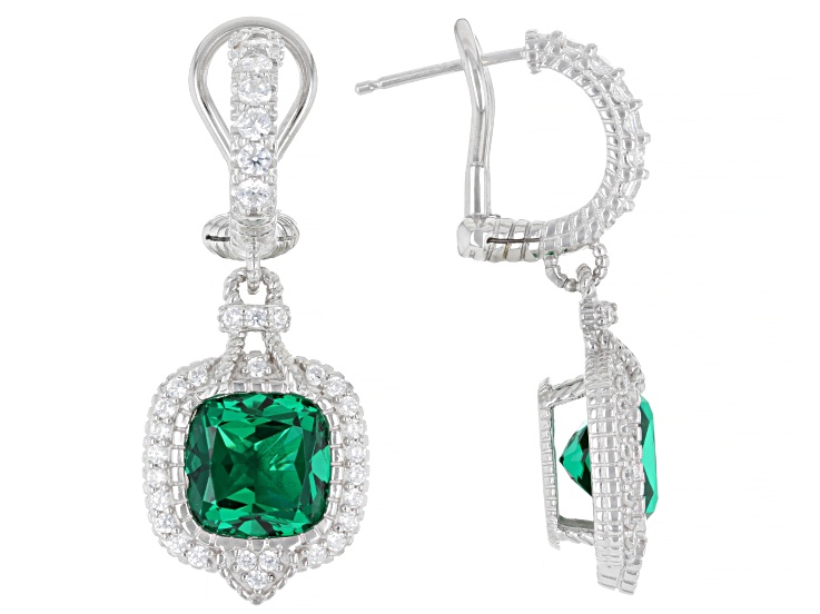 Judith Ripka Emerald Simulant Rhodium Over Sterling Silver Amour