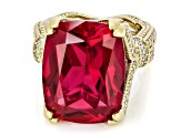 Judith Ripka Lab Created Ruby 14k Gold Clad Celebration Ring 37.50ctw
