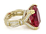 Judith Ripka Lab Created Ruby 14k Gold Clad Celebration Ring 37.50ctw