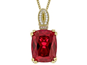 Judith Ripka Red Lab Ruby 14k Gold Clad Celebration Enhancer with Chain 36.49ctw