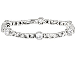 Judith Ripka White Cubic Zirconia Rhodium Over Sterling Silver Estate Bracelet 10.43ctw