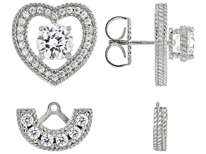 Judith Ripka White Cubic Zirconia Rhodium Over Sterling Silver Haute Earring Set 7.07ctw