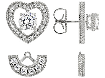 Picture of Judith Ripka White Cubic Zirconia Rhodium Over Sterling Silver Haute Earring Set 7.07ctw